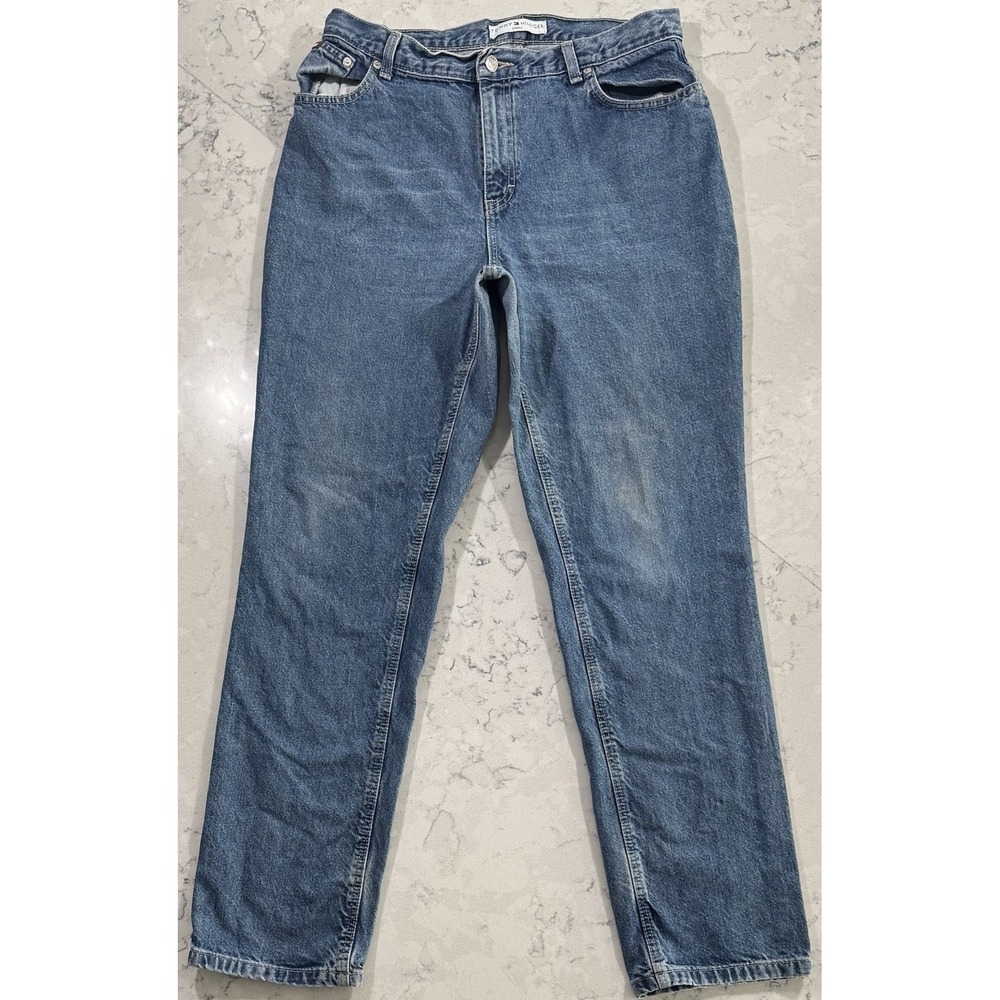 VTG 90s Tommy Hilfiger Mom Jeans Womens 14 Blue Medium Wash Straight Leg Denim